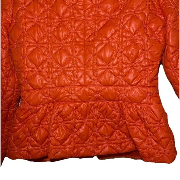 Nine West Women’s Orange Quilted Peplum Jacket Size Small Two Front Pockets - Picture 4 of 7
